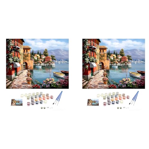 HASTHIP® DIY Oil Painting, 40*50CM Paint by Numbers Kits, Painting Kit for Adults and Kids, Unframed Printed Canvas for Home Wall Decor, Style 2 2 PCS HASTHIP® DIY Oil Painting, 40*50CM Paint by Numbers Kits, Painting Kit for Adults and Kids, Unframed Printed Canvas for Home Wall Decor, Style 2 2 PCS
